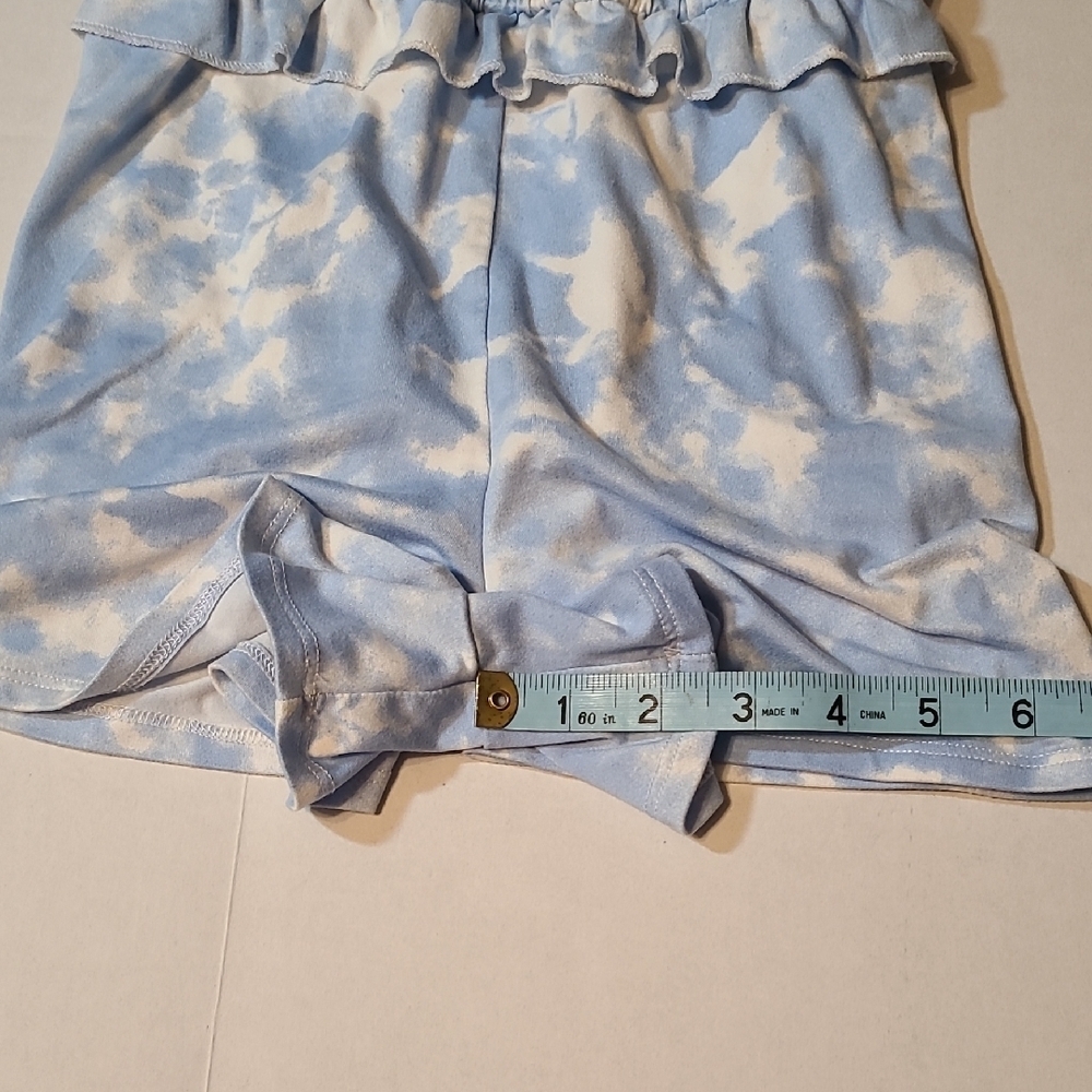 BCBG Girls Blue Tie-Dye Kids Smocke Romper  7/8 EUC Elastic Waist Stretch Straps - Picture 10 of 11